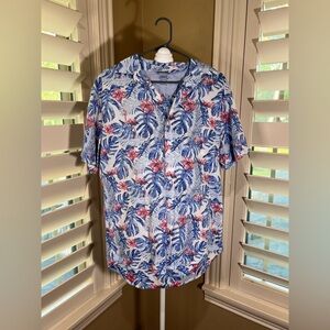 Izod Blue and Red Floral Men's Casual Shirt